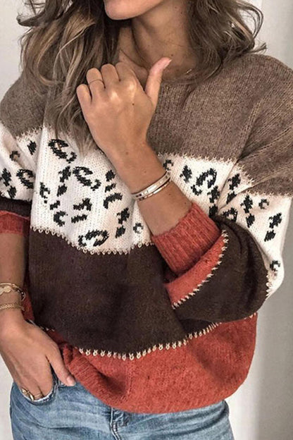 Color Patchwork Round Neck Sweater