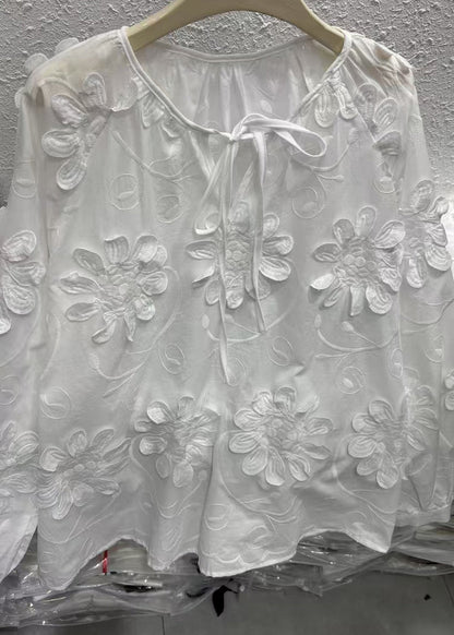 Original Design White O-neck Top Fall