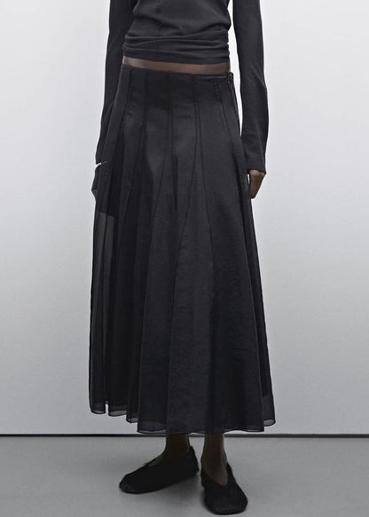 Black High Waist Patchwork Draping Tulle a Line Skirts