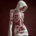 Women's Skeleton Roses Art Cozy Knit Hooded Mini Sweater Dress artswardrobe