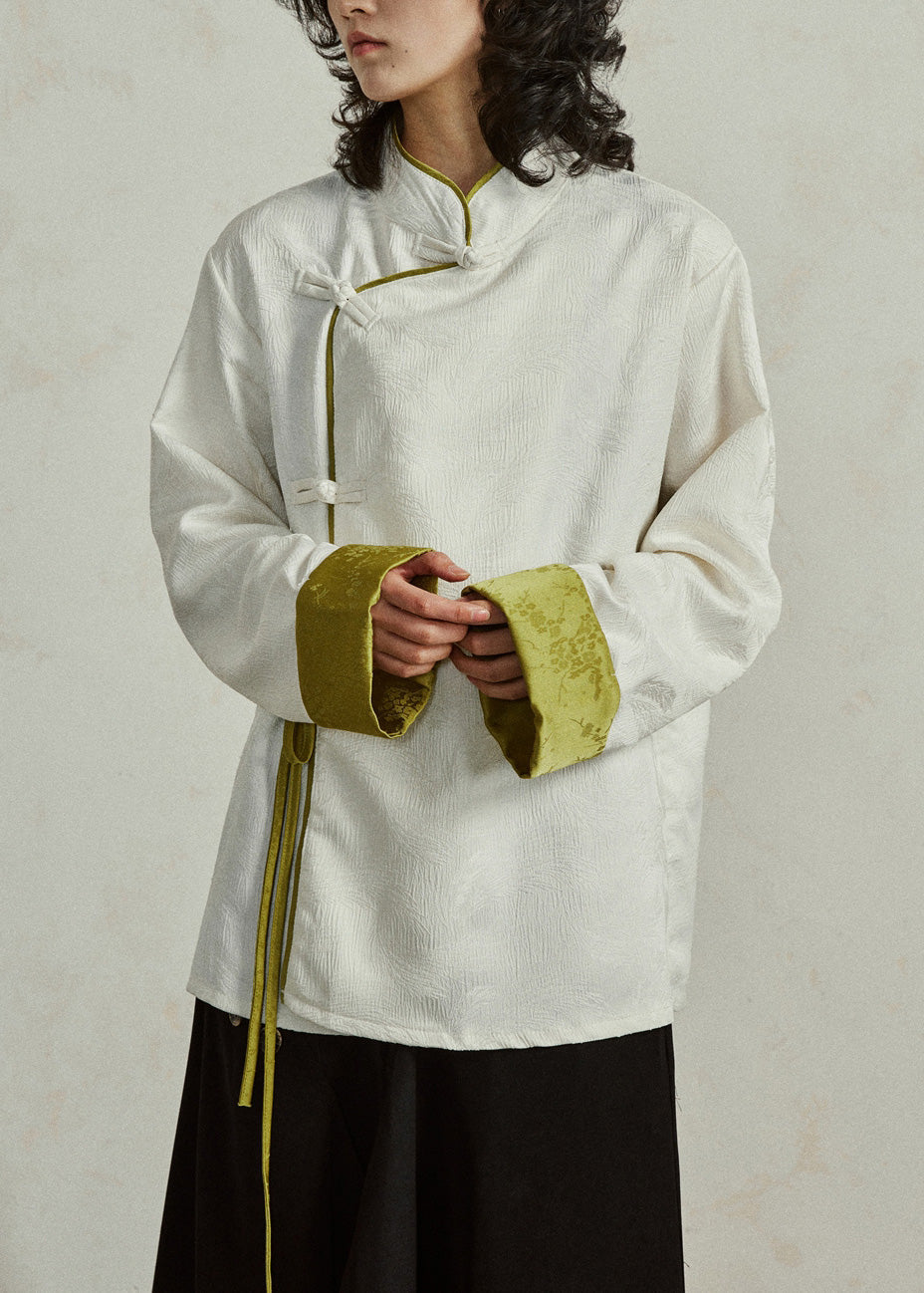 Original Design Beige Stand Collar Top Fall