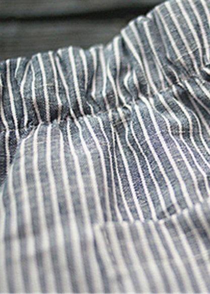 Stripe Pocket Elastic Waist Harem Pants