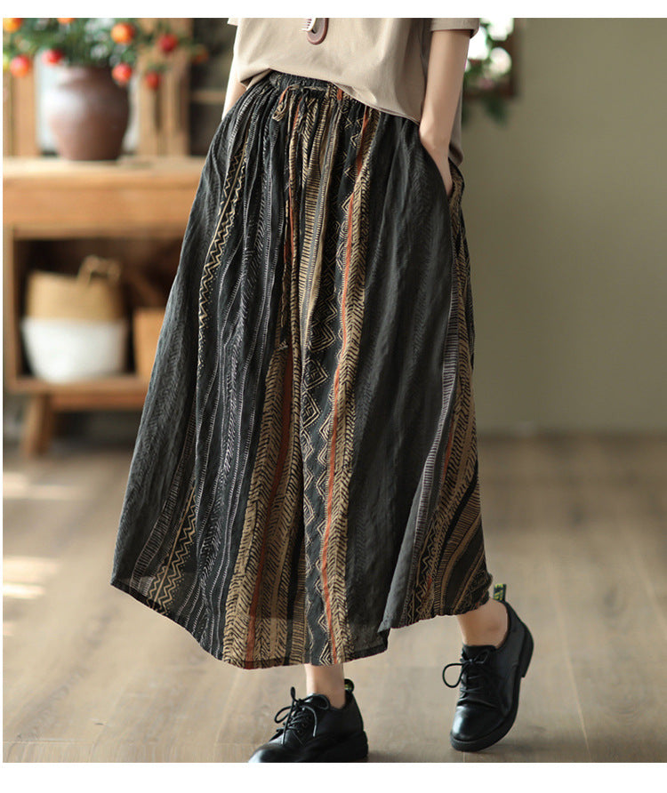 -print Elasticated Waist Skirt