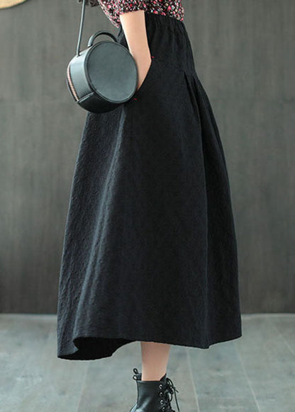 Black Jacquard Patchwork Loose a Line Skirt Spring