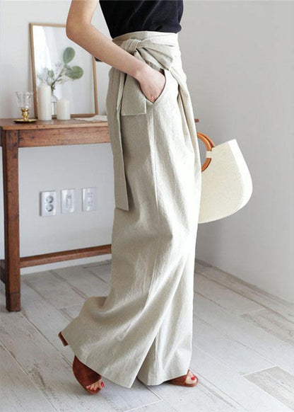 Color Asymmetrical Bandage Design Breathable Wide Leg Pants