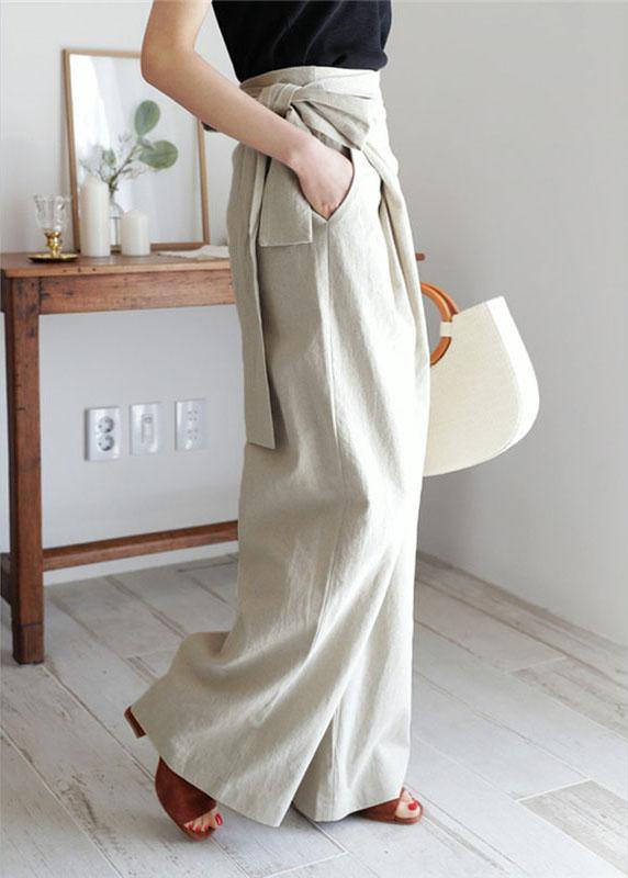 Color Asymmetrical Bandage Design Breathable Wide Leg Pants