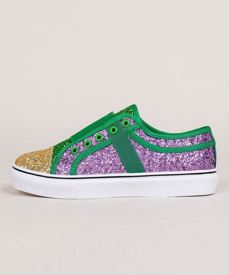 Purple Canvas Flat Feet Shoes Splicing Sequins