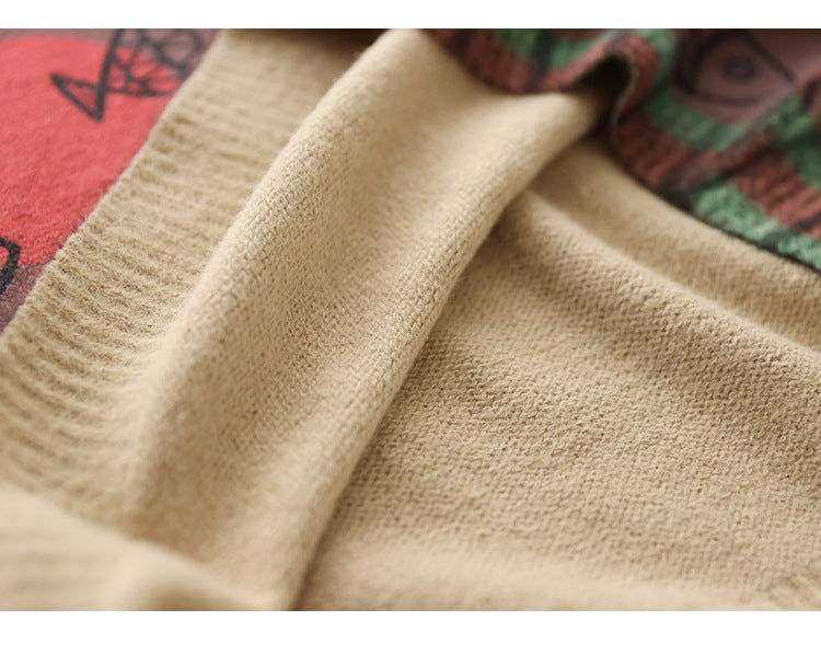 Artistic Retro Half Turtleneck Faux Mink Knitted Sweater