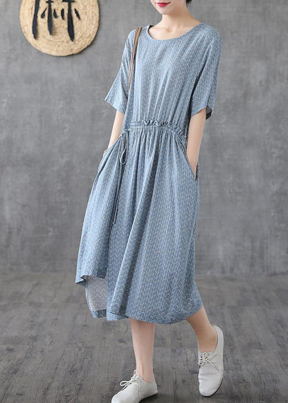 O Neck Asymmetric Cotton Linen Dresses Catwalk Khaki Print Dresses Summer