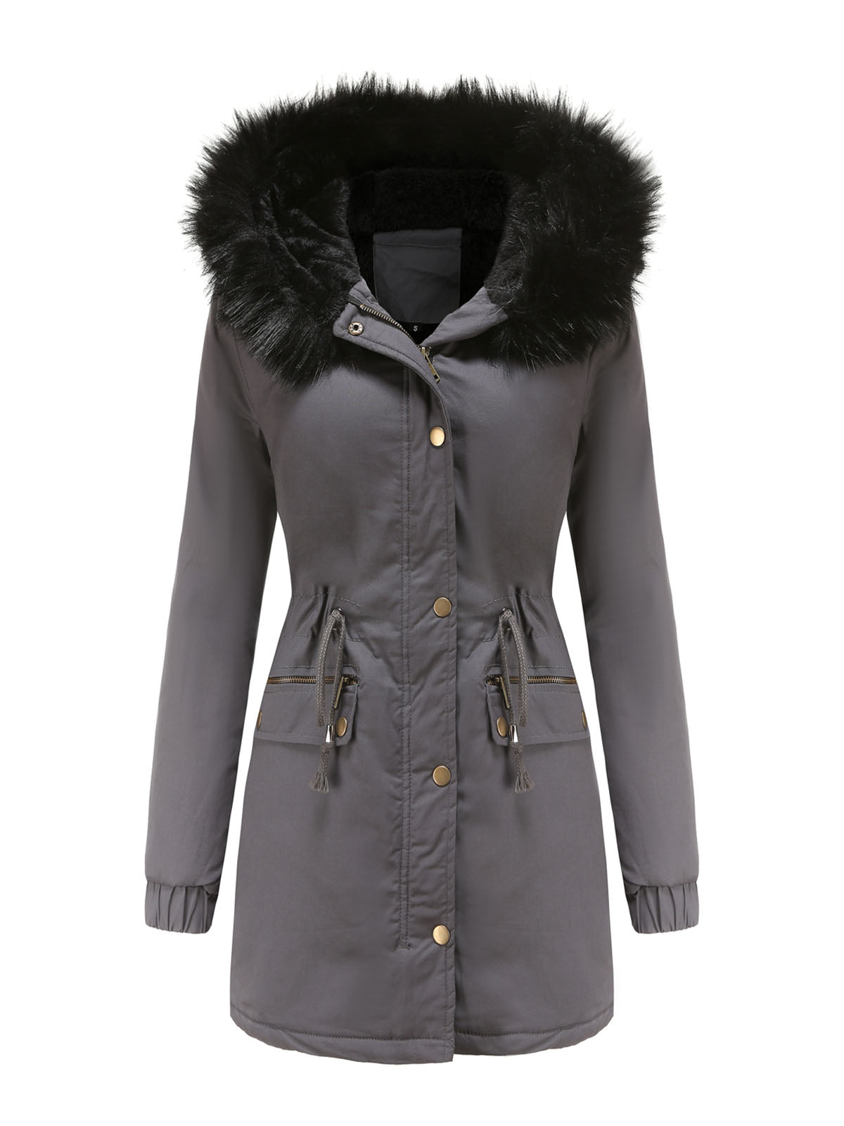 Parka Coat Street Plush Winter Hoodie Coat Color Oversized Fur Warm Coat