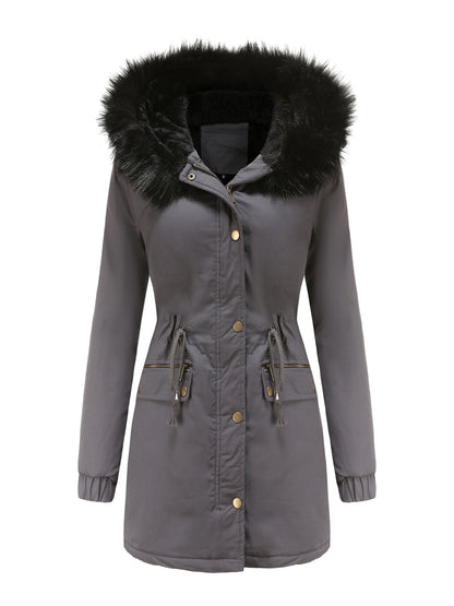 Parka Coat Street Plush Winter Hoodie Coat Color Oversized Fur Warm Coat