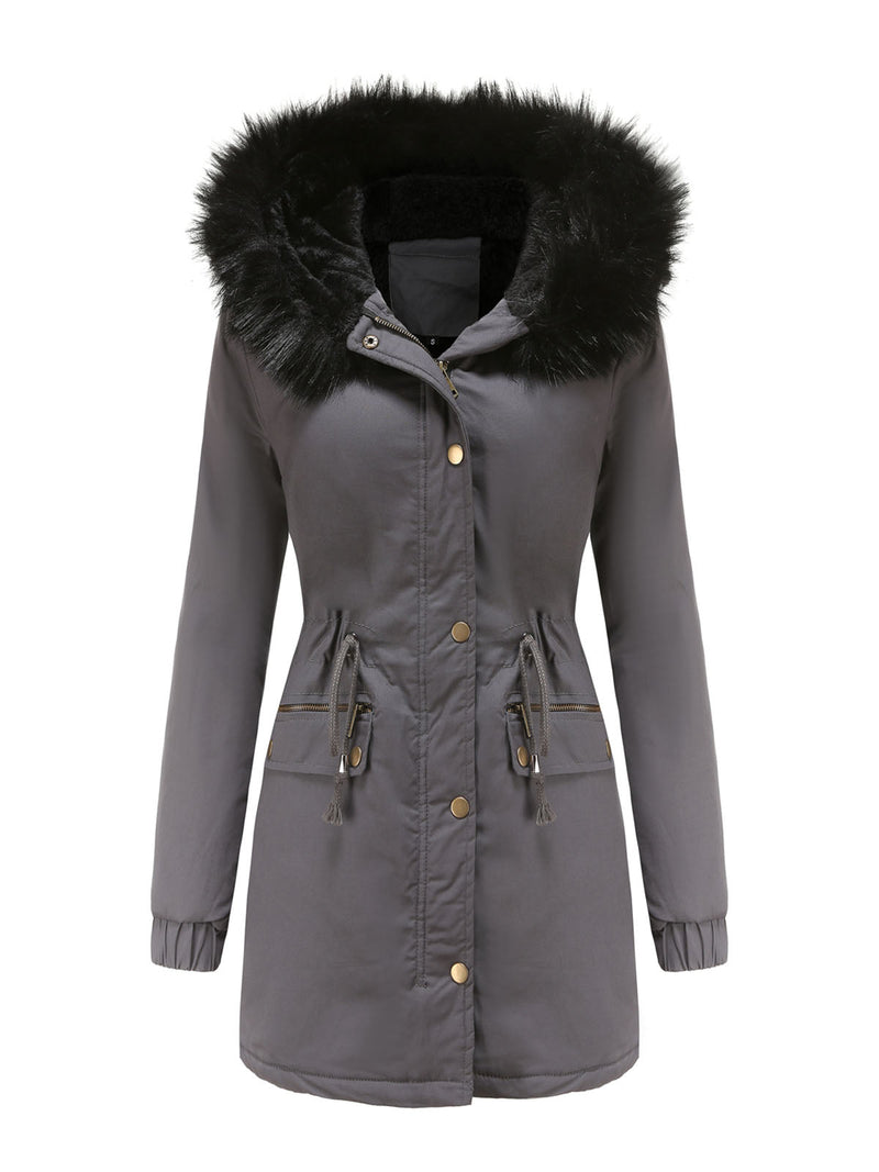 Parka Coat Street Plush Winter Hoodie Coat Color Oversized Fur Warm Coat