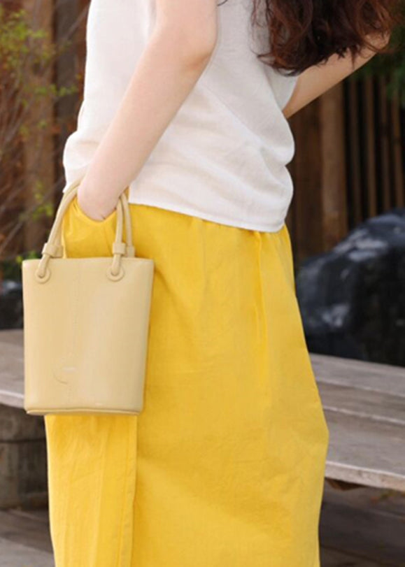 Brief Yellow Pockets Side Open a Line Skirts Summer