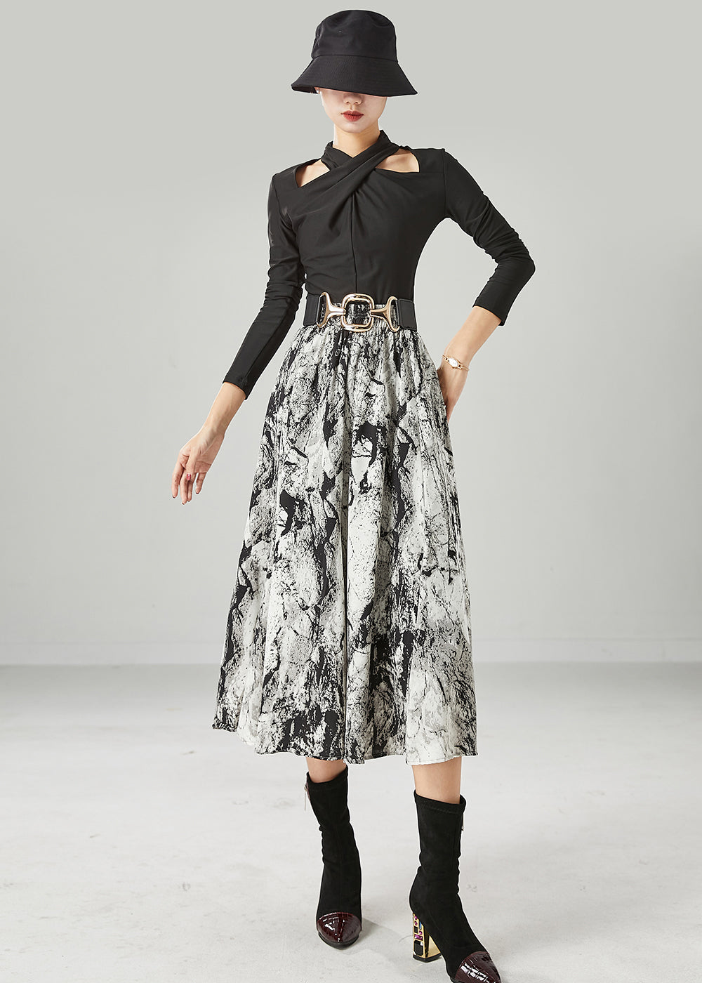 White Tie Dye Cotton a Line Skirt Summer