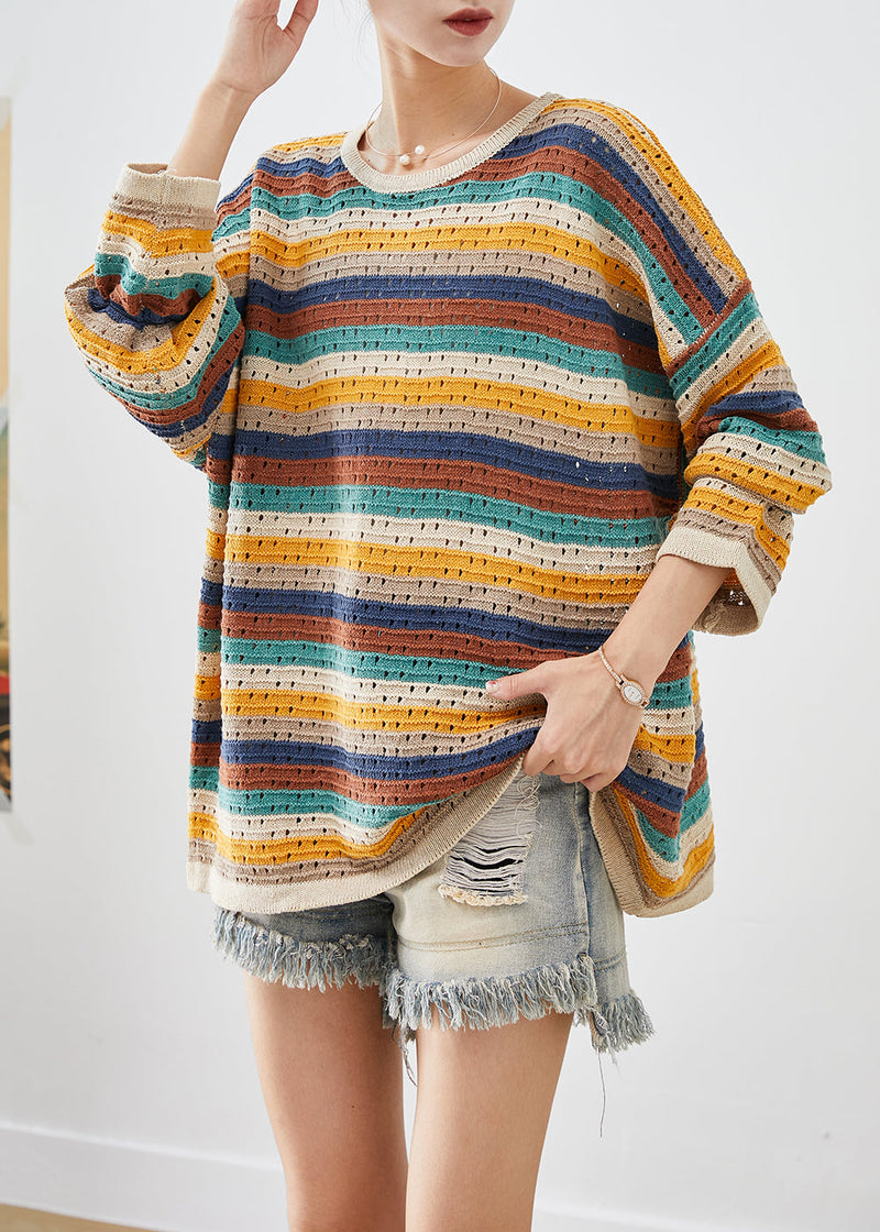 Colorblock Oversized Striped Knit Top Fall