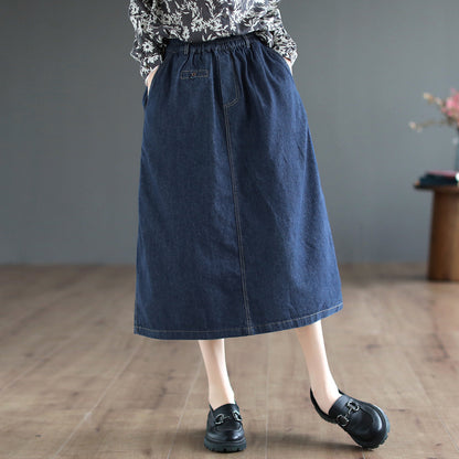 Autumn Retro High Waist Cotton A-line Skirt