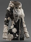 Comstylish Ladies' Halloween Line Art Dark Style Knit Sweater Jacket