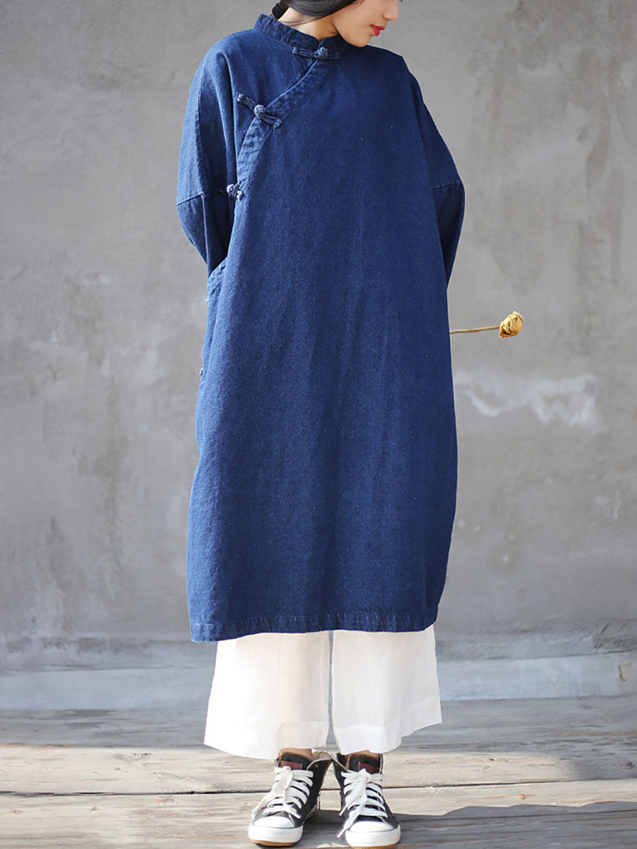 Spring Frog Denim Loose Dress