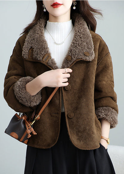 Chocolate Woolen Coat Outwear Oversized Wear on Both Sides Winter