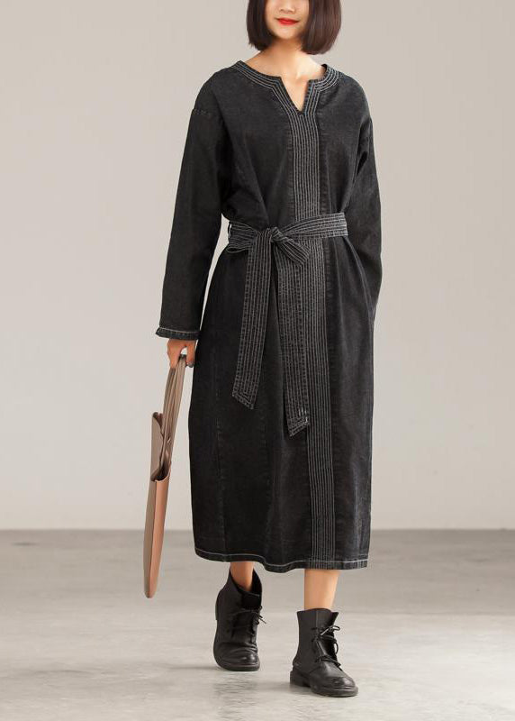 Modern Cotton Clothes for High Street Loose Long Sleeve Dress