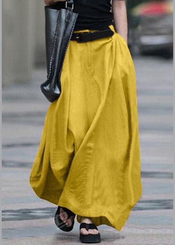 Cotton High Elastic Waist Side Pocket Zipper White Flowers Skirts