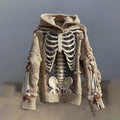 Men's Skull Line And Sequin Art Knit Hooded Sweater artswardrobe