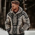 Men's Viking Celtic Knot Color Block Cozy Casual Hooded Sweater artswardrobe