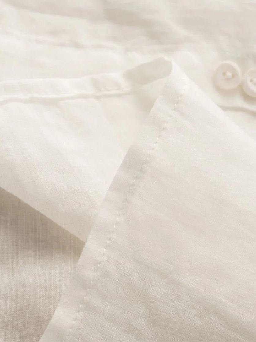 Embroidered 3/4 Sleeve Linen Shirt Top