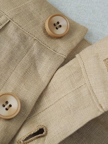 A-line Plain Mid-length Linen Skirt