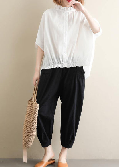 Black Jeans Elastic Waist Asymmetric Fabrics Pants