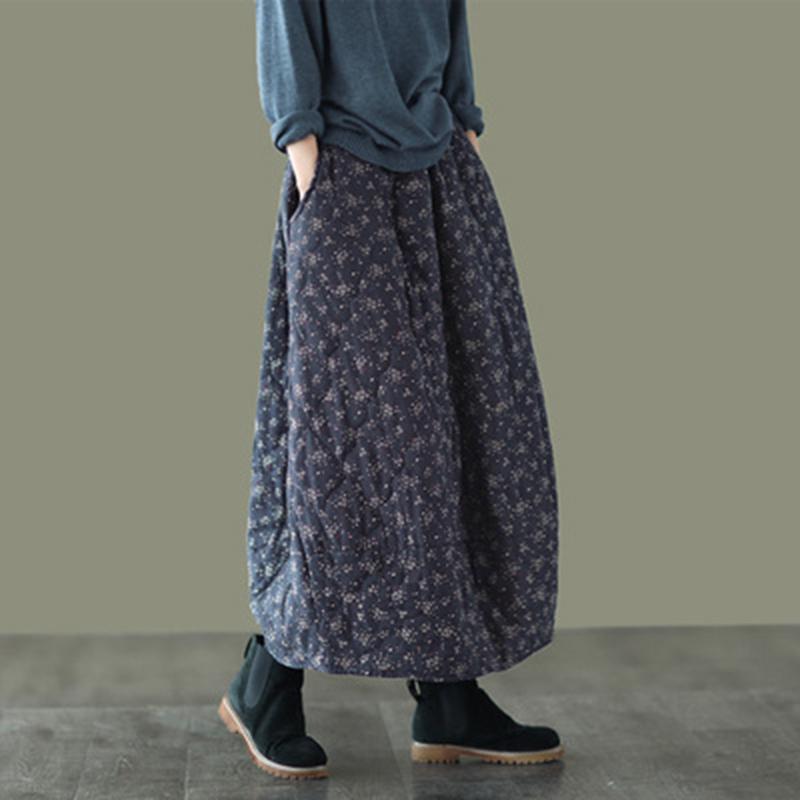 Winter Retro Style Cotton Linen Skirt