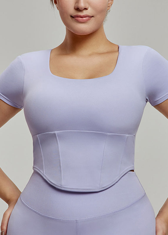 Black O-neck O-neck Short Sleeve Yoga Top