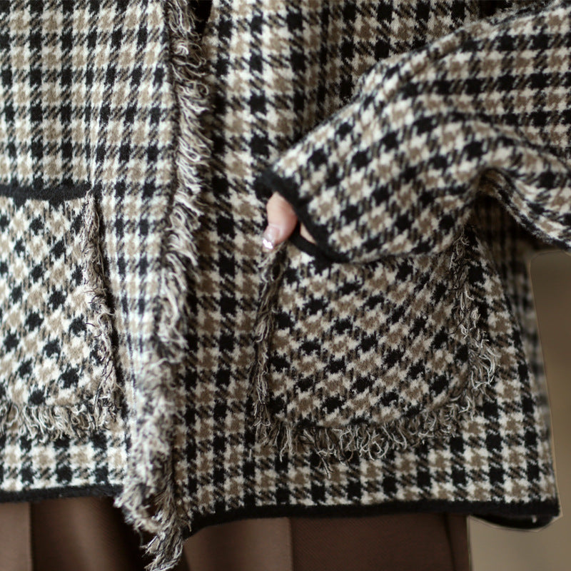 Fashionable Double-sided Woolen Short Frayed Coat