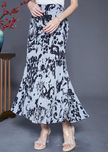 Black Ink and Wash Chiffon Beach Skirt Slim Fit Summer