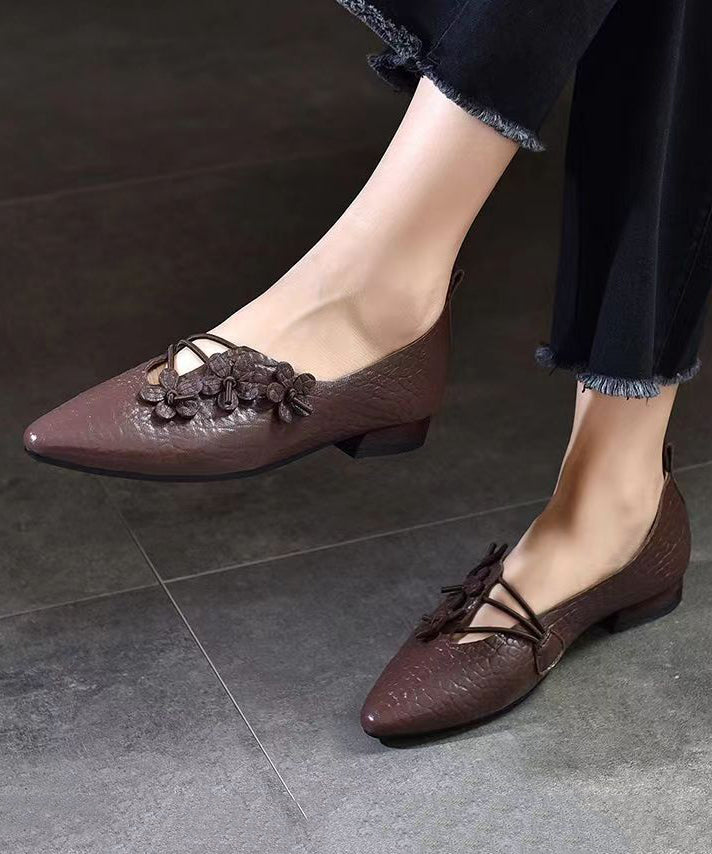 Comfortable Pointed Toe Flats Shoes Black Sheepskin