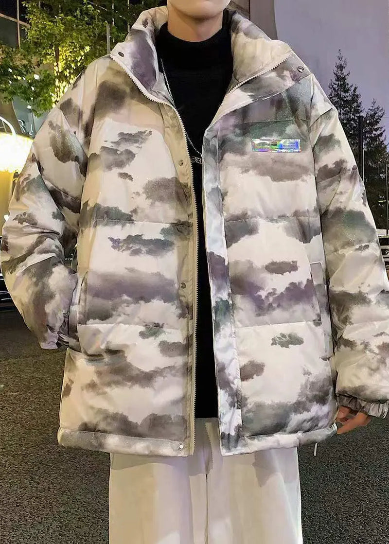 Grey Pockets Duck Down Down Coats Stand Collar Winter