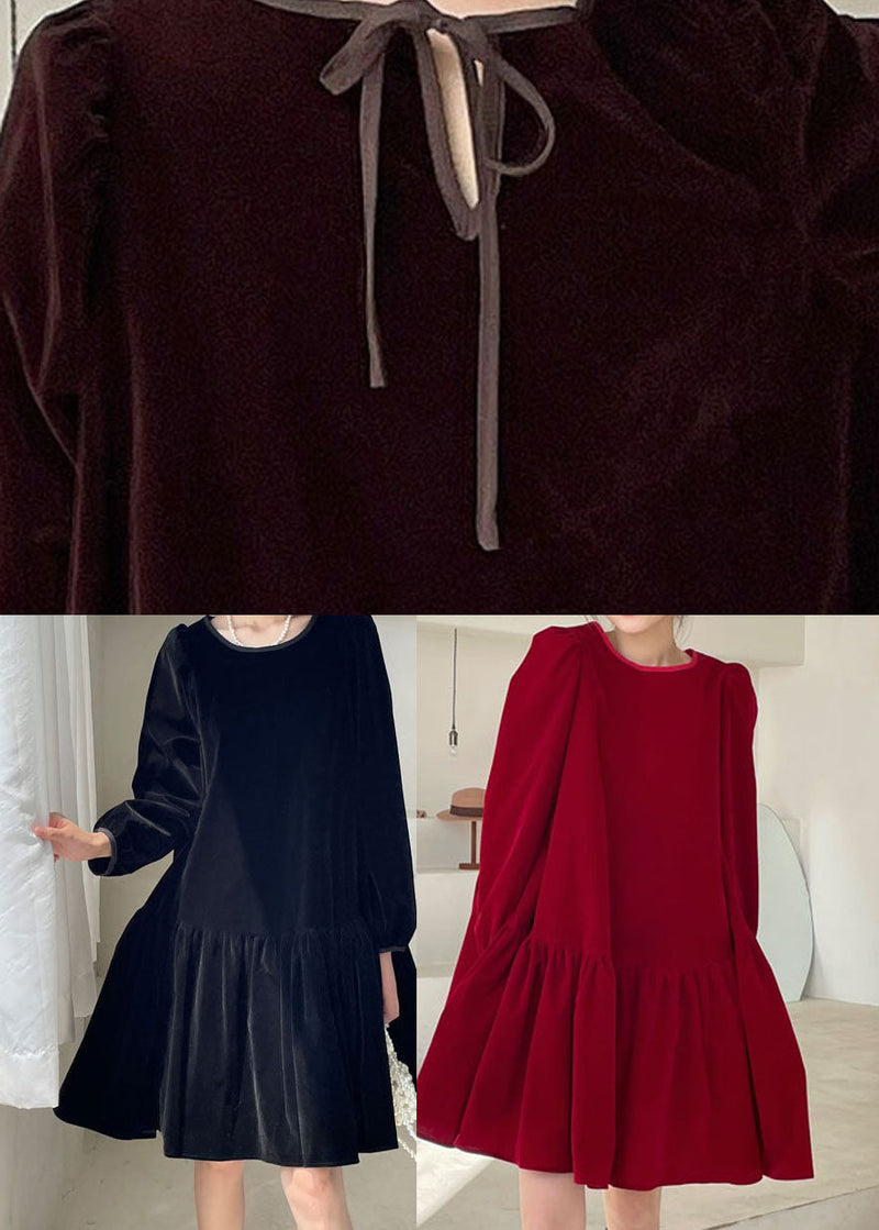 Unique Black Pleated Skirt Velour Winter