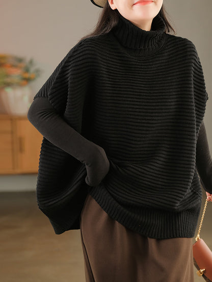 Turtleneck Half Sleeve Loose Pullover Sweater