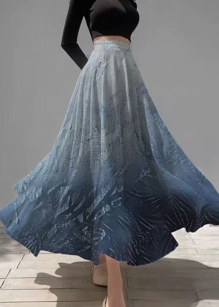 Gradient Navy Exra Large Hem Chiffon Skirts Summer