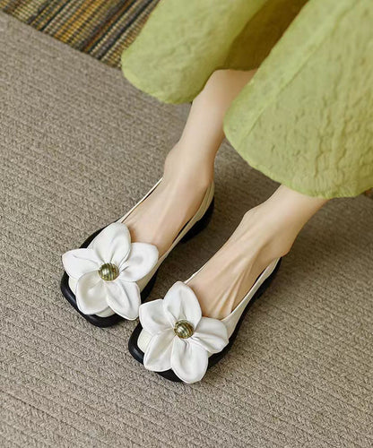 Splicing Flat Shoes White Faux Leather