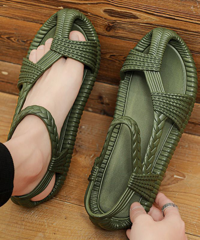 Hollow Out Splicing Sandals Army Green