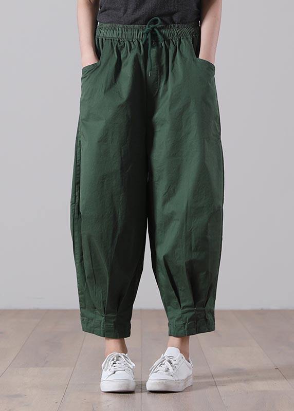 Loose Khaki Tie Waist Pockets Harem Pants Summer Cotton