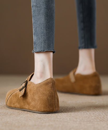 New Light Camel Suede Platform Haken Shoes