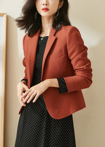 New Rust Notched Button Spandex Coats Fall