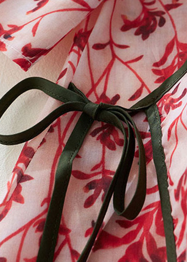 Diy Red Stand Collar Print Button Cotton Blend Holiday Cinch Dress Half Sleeve