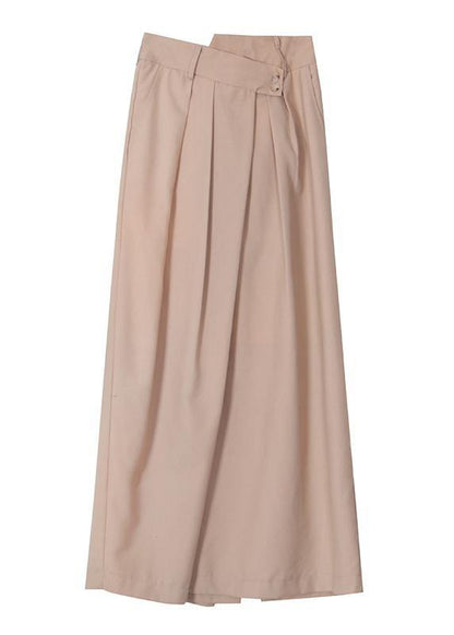 French Beige Asymmetrical Design Patchwork Skirt Summer