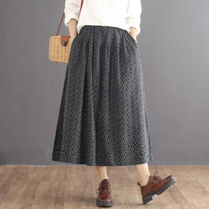 Retro Patchwork High Waist Cotton Skirt