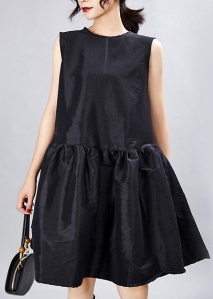 Black O-neck Half Sleeve Dress Summer