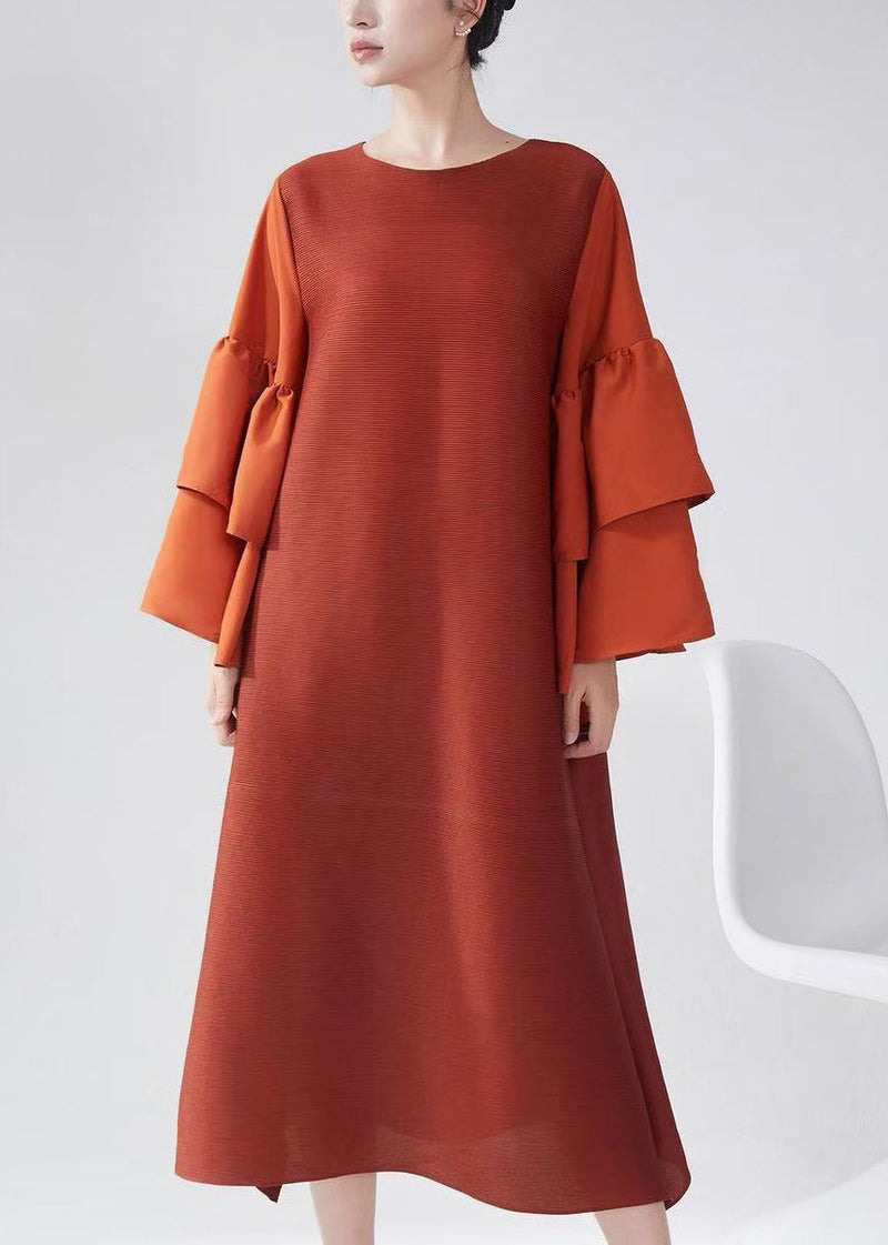 Modern Emerald Texture Patchwork Tea Dress Flare Sleeve