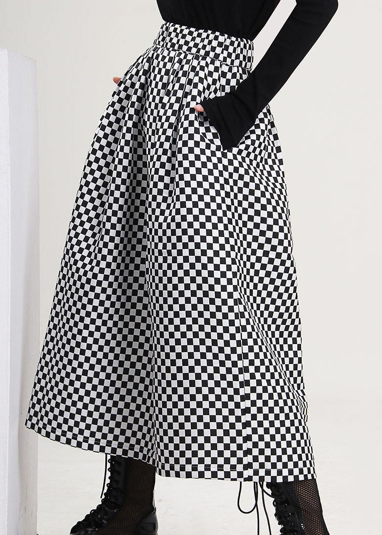 Colorblock Plaid Print Loose a Line Skirts Spring